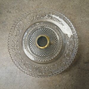 Vintage Cystal Silver Plated Pedestal Server